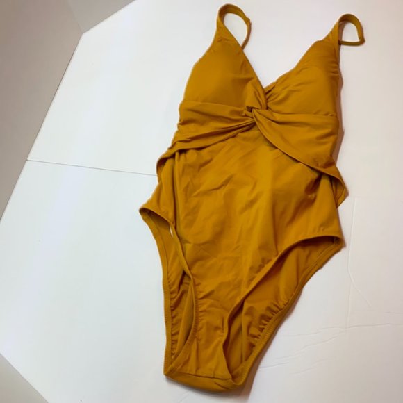 NWT Bleu Rod Beattie Yellow Crossback Halterneck One Piece - Picture 2 of 8